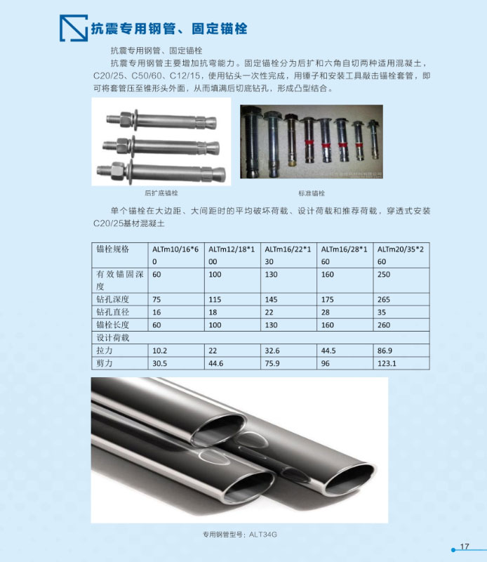 抗震支架專用鋼管/固定錨栓